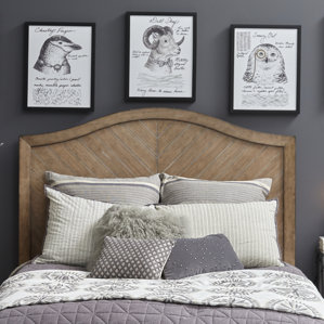 Di Camel Back Chevron Patterned Cerused Wood Queen Panel Headboard by Mistana
