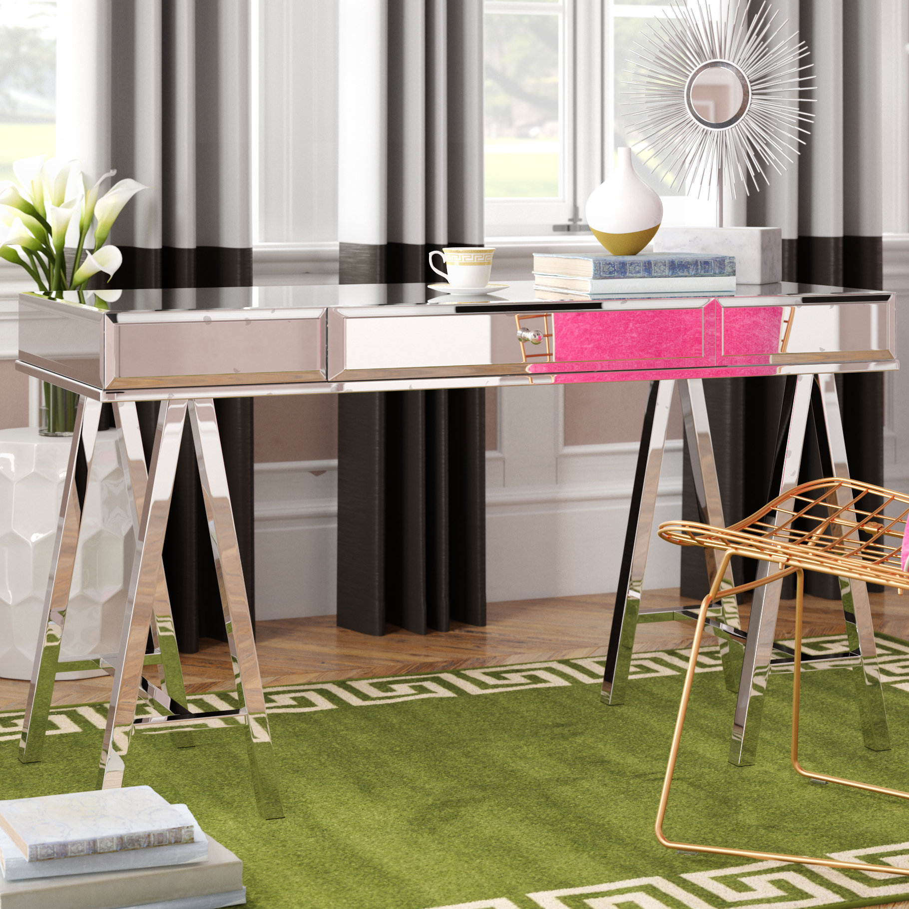 Willa Arlo Interiors Fien Glass Writing Desk Reviews Wayfair