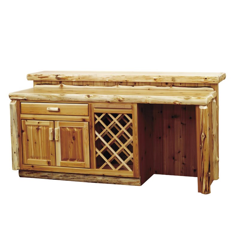 Fireside Lodge Traditional Cedar Log  Bar  with Wine Storage 