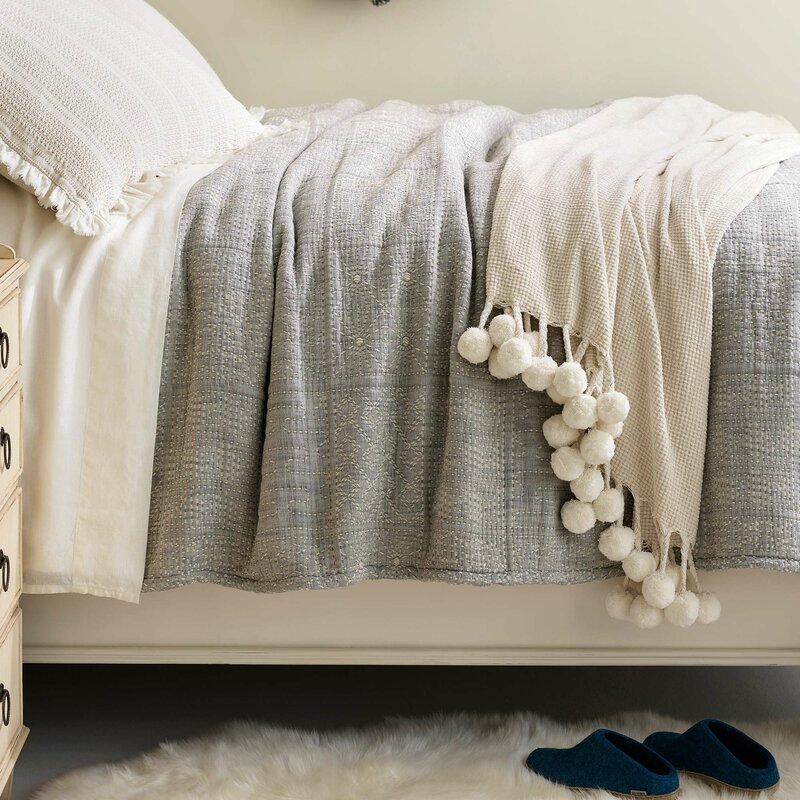 Pine Cone Hill Elsa Grey Matelasse Coverlet Full Queen Wayfair Ca