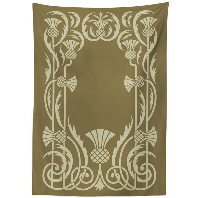Art Nouveau Shower Curtain Pineapple Border Print for Bathroom