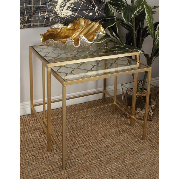 Metal/Glass 3 Piece Nesting Tables By Cole & Grey Purchase