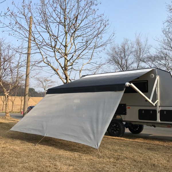 Aleko Rv Deluxe Sun Screen 16 Ft W X 6 Ft D Plastic Standard Trailer Awning Wayfair