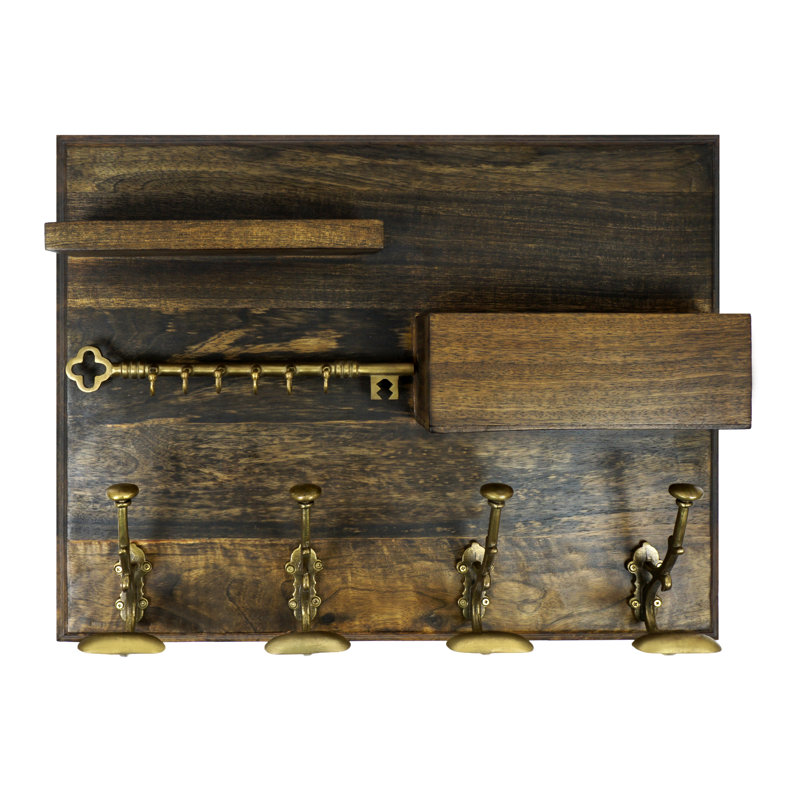 Coat Hook Rack with Shelf and Mail Holder