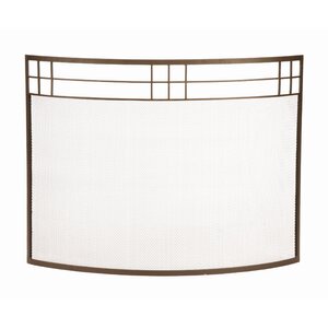 Arts and Crafts Curved Wrought Iron Fireplace Screen