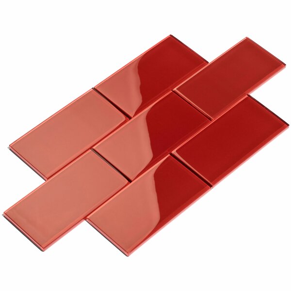 3 x 6 Glass Subway Tile in Ruby Red by Giorbello