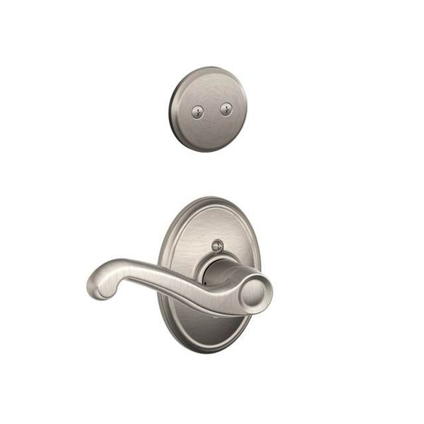 Interior Non-Turning Flair Lever and Interior Inactive Deadbolt Thumbturn with Wakefield Trim by Schlage