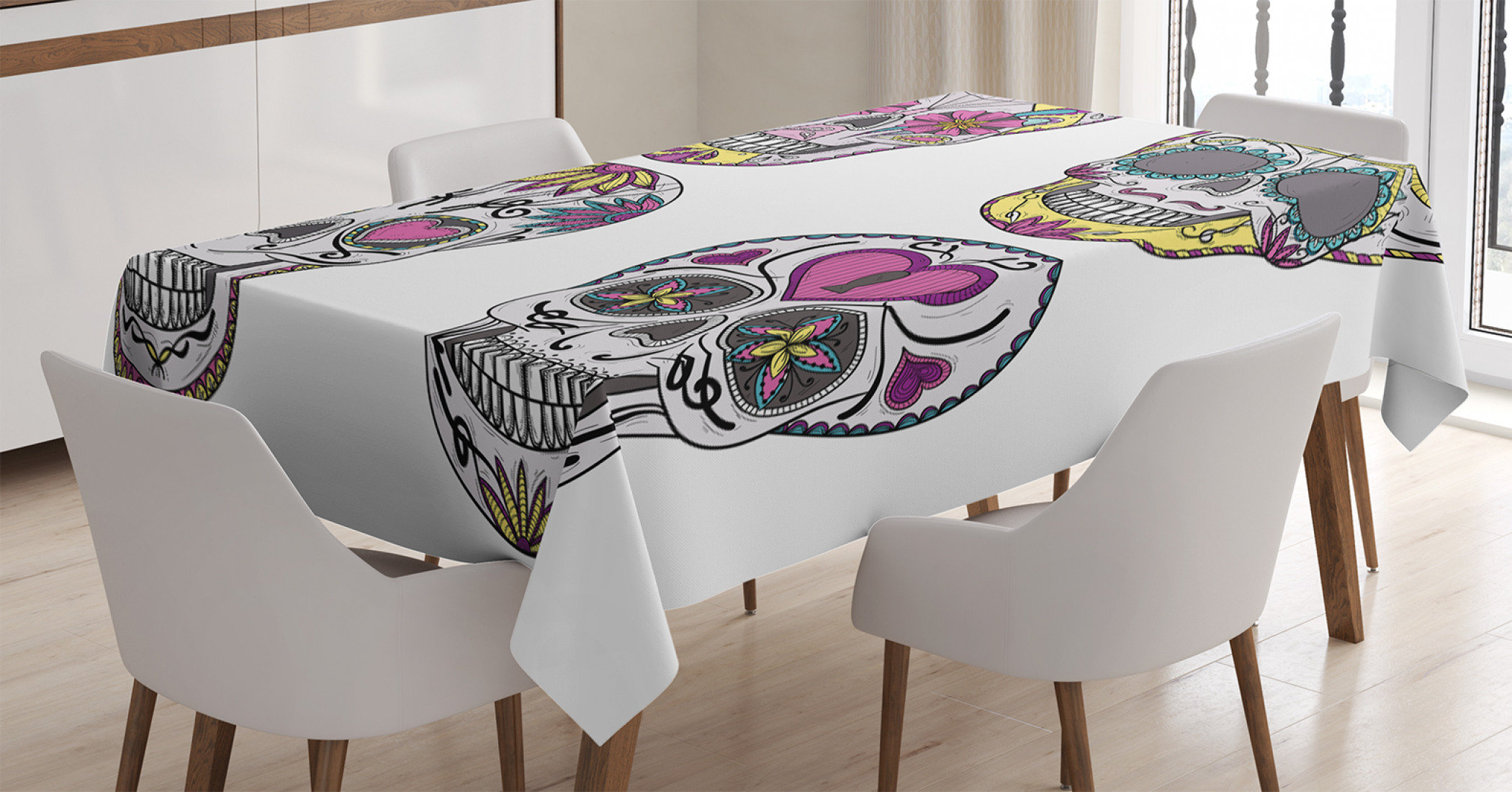 East Urban Home Ambesonne Skull Tablecloth Colorful Ornate