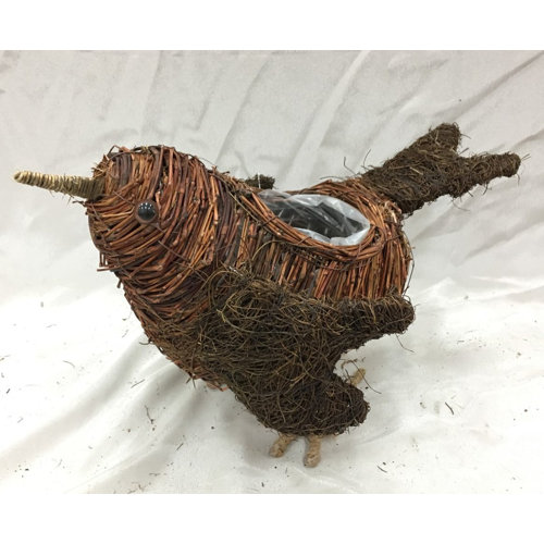 Everhart Brushwood Bird Rattan Statue Planter Brambly Cottage
