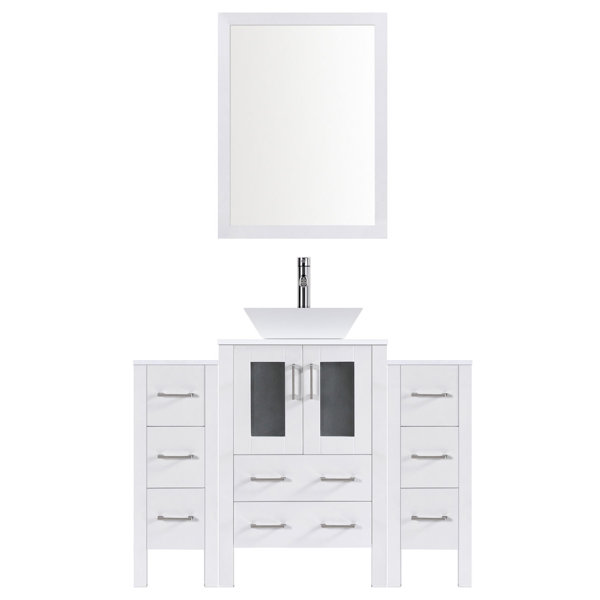 Modern 48 Single Bathroom Vanity Set with Mirror by LessCare