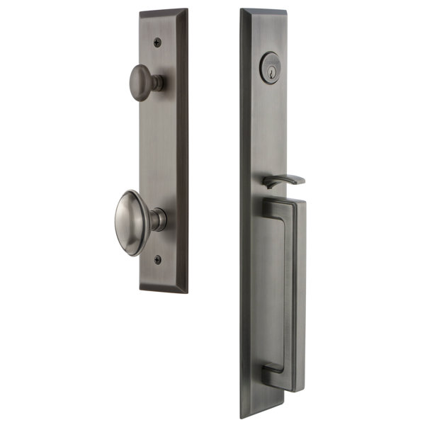 Fifth Avenue D Grip Single Cylinder Handleset with Eden Prairie Interior Knob by Grandeur