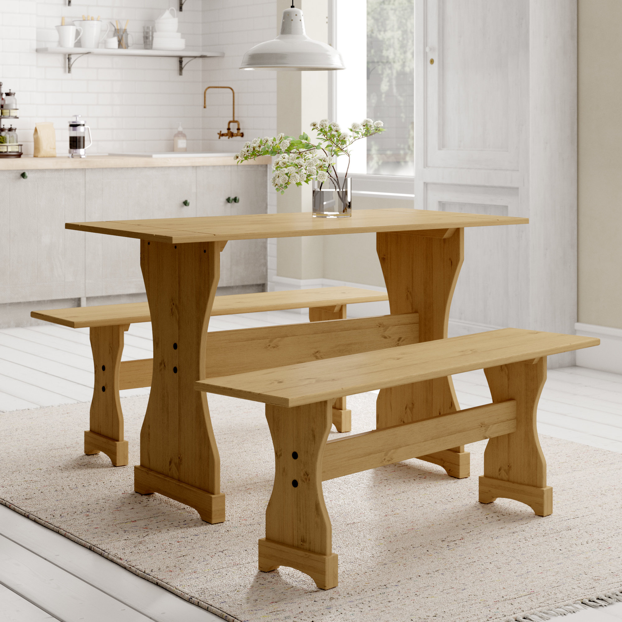 Union Rustic Dodge Dining Set With 2 Benches Reviews Wayfair Co Uk