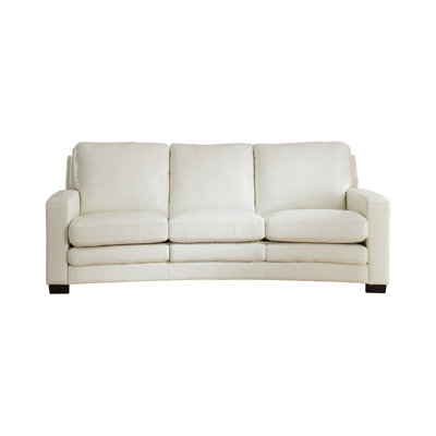 Theodora Leather Standard Sofa Three Posts Upholstery Ivory White Sofa Three Posts Upholstery Ivory White