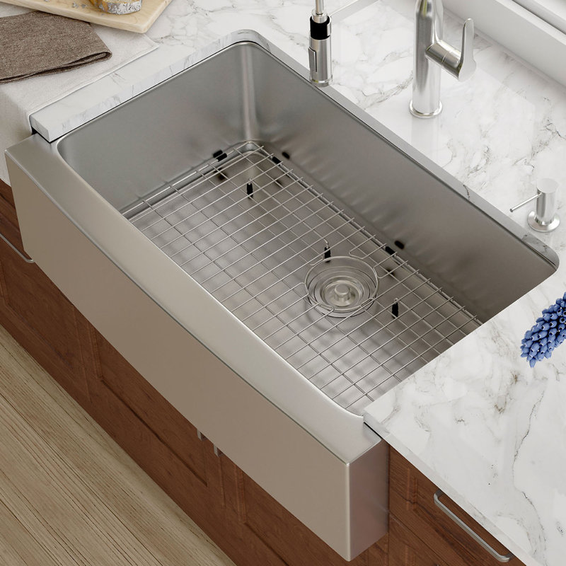 33" x 21" Farmhouse Kitchen Sink with Drain Assembly & Reviews AllModern