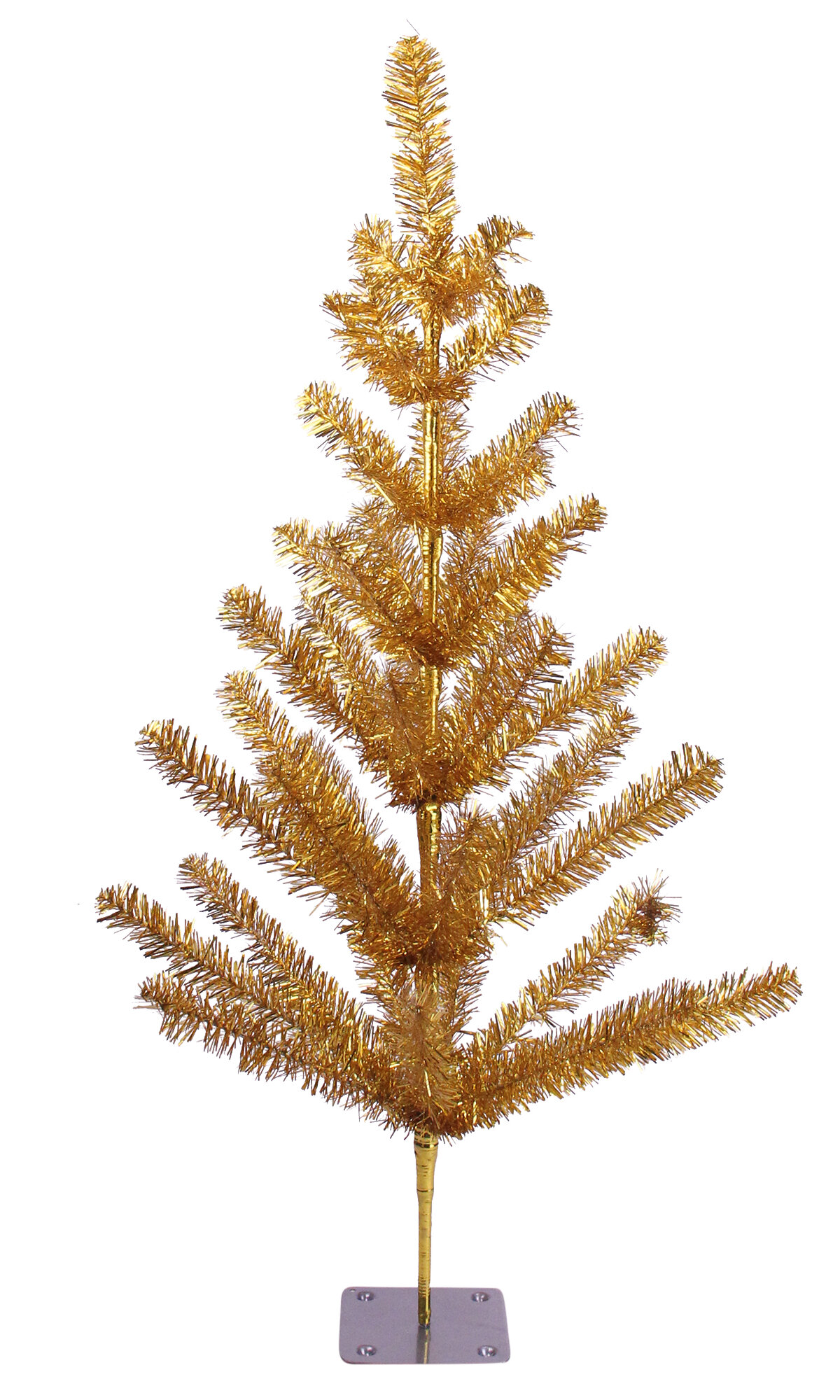 18/'/' Alpine Green Christmas Tree Tinsel Feather Style Holiday Tree Table-Top