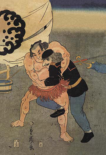 Buyenlarge Sumo Wrestler Takes On A Foreigner Painting Print Wayfair