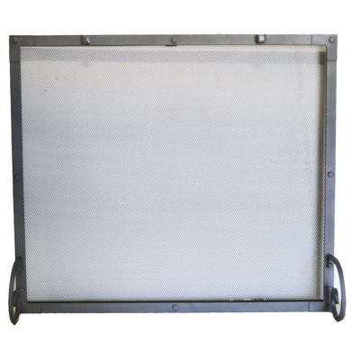 Single Panel Steel Fireplace Screen Ironhaus Finish Grained Pewter