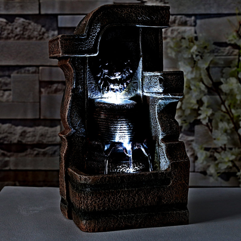 FernCreekHome Resin Lion Fountain with LED Light Wayfair
