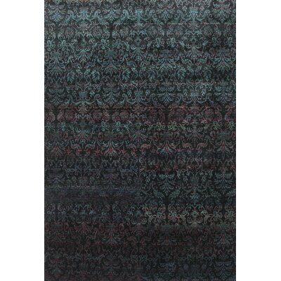 Damask Black/Blue Area Rug Canora Grey Rug Size: Rectangle 5' x 8'