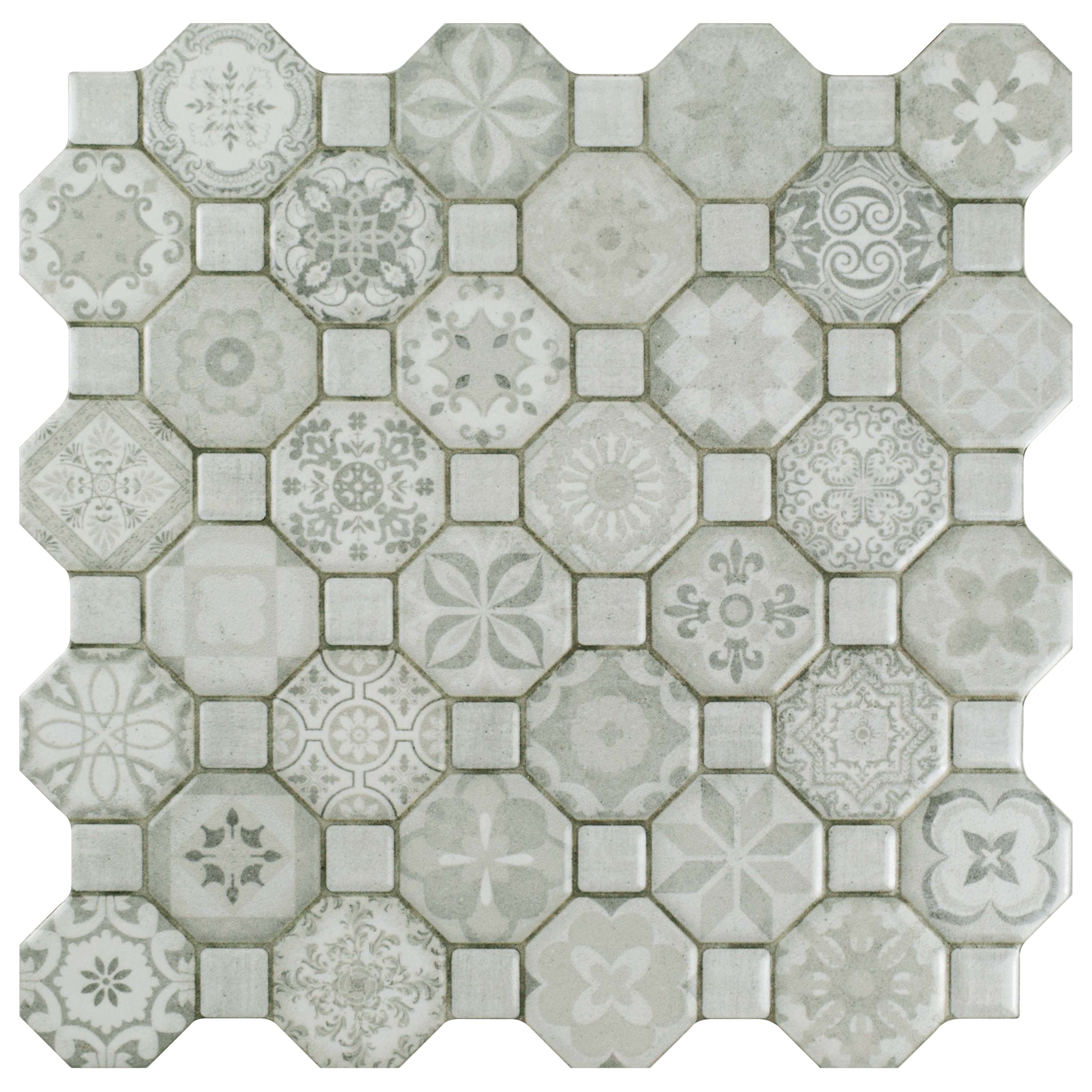 Elitetile Edredon 12 X Ceramic Octagon And Dot Mosaic Wall Elitetile Edredon 12 X Ceramic