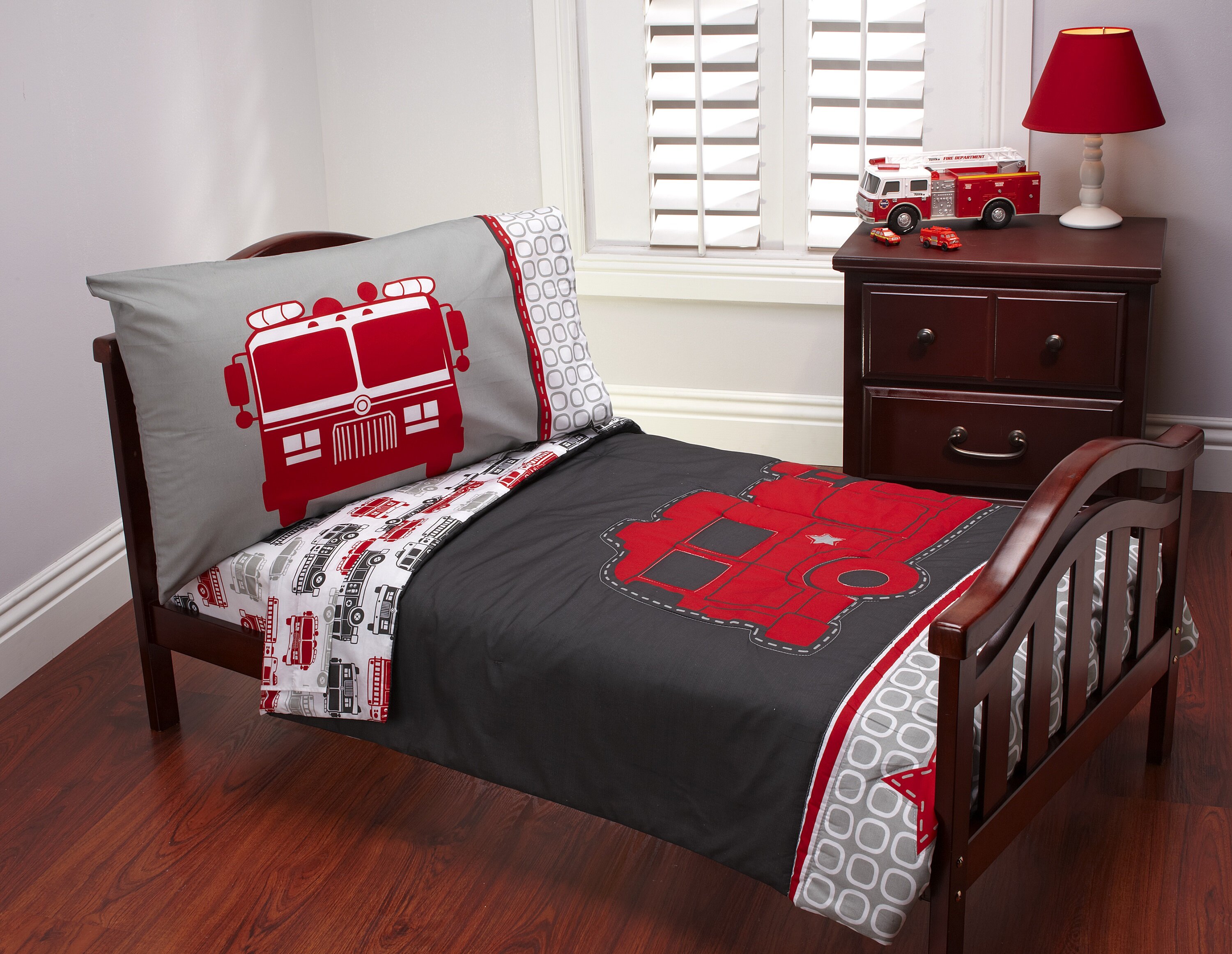 Carter S Fire Truck 4 Piece Toddler Bedding Set Reviews Wayfair