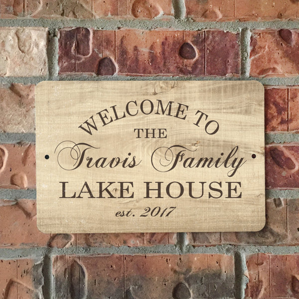 4 Wooden Shoes Personalized Wood Grain Look Lake House Metal Sign