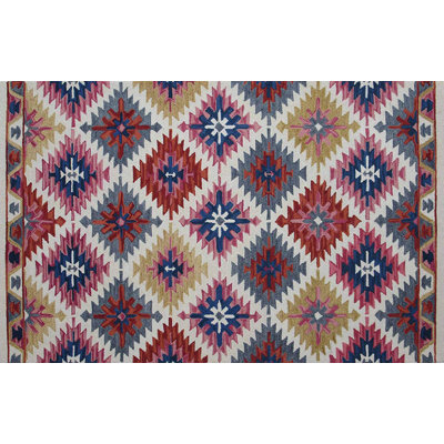 Ralphs HandTufted Wool GrayRedBlue Area Rug Bungalow Rose