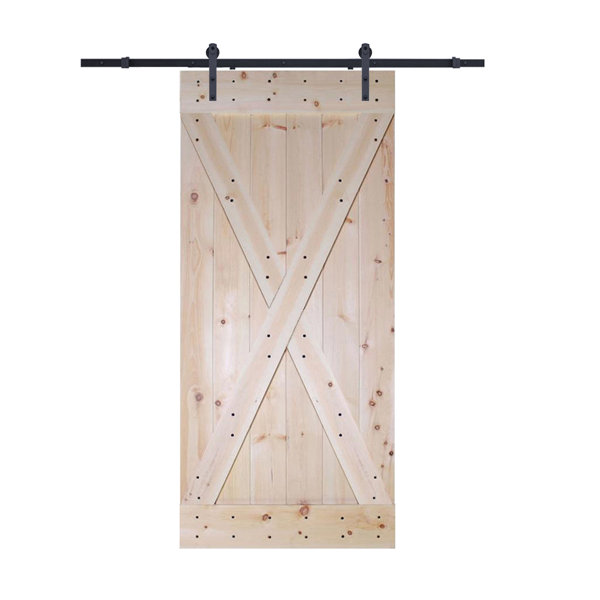 Solid Wood Panelled Slab Interior Barn Door by TMS