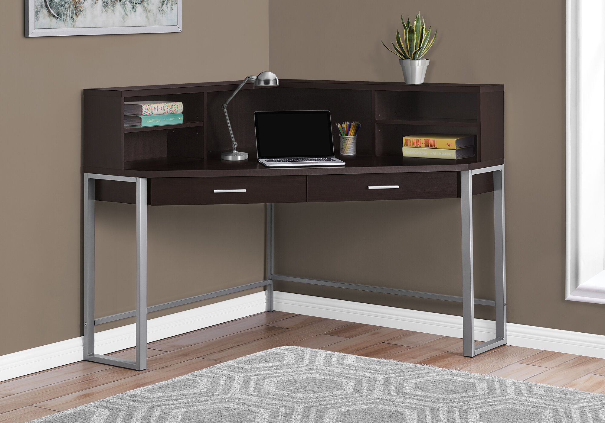 Ebern Designs Umaima Corner Desk With Hutch Wayfair