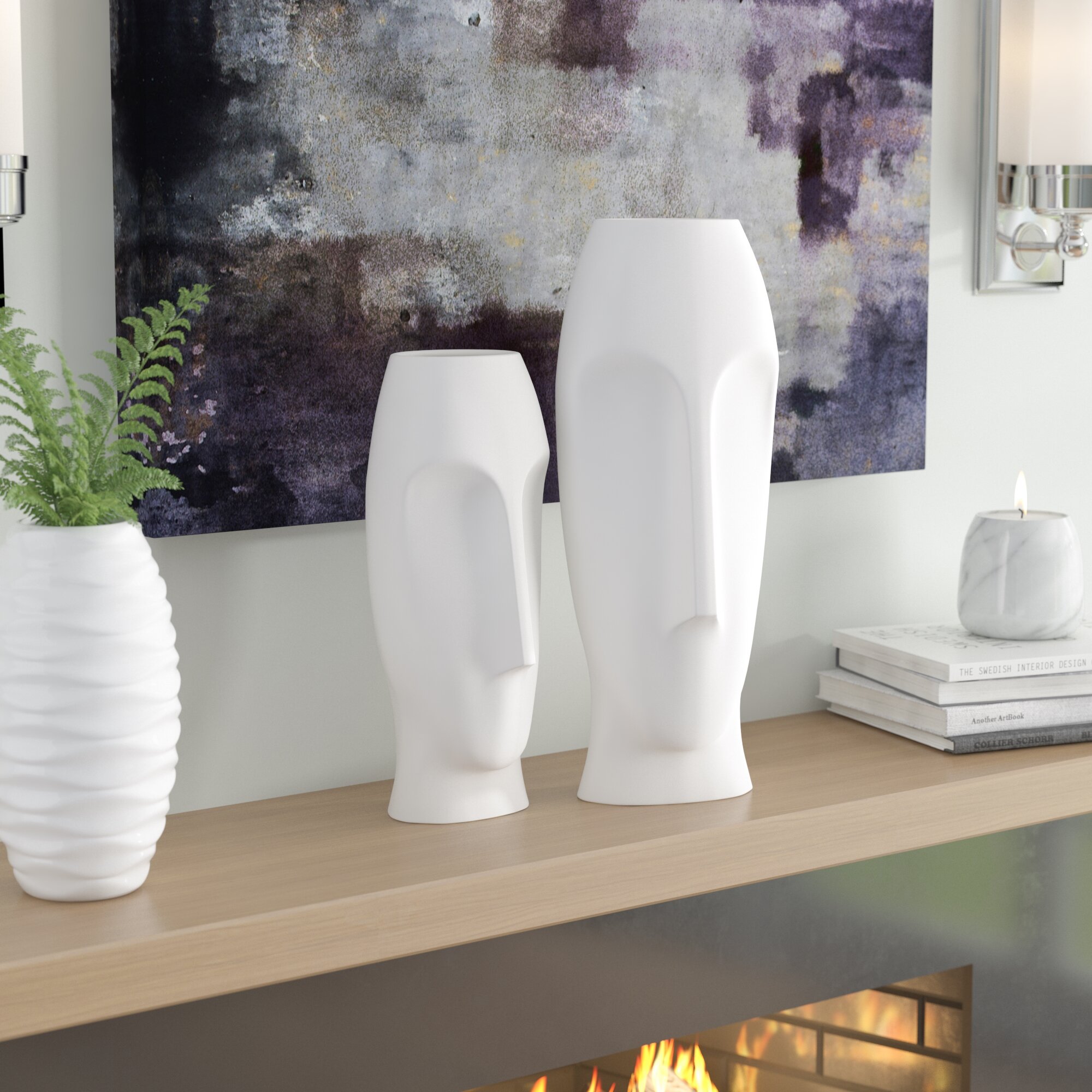 Wade Logan Traver 2 Piece Faces Ceramic Vase Set Reviews Wayfair