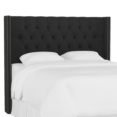 Chenley Diamond Tufted Upholstered Wingback Headboard Joss & Main Upholstery: Velvet Black, Size: Queen