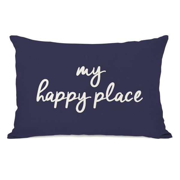 Ebern Designs Peltz My Happy Place Outdoor Lumbar Pillow Reviews