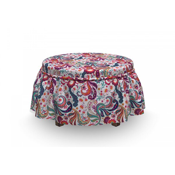 Paisley Floral 2 Piece Box Cushion Ottoman Slipcover Set By East Urban Home