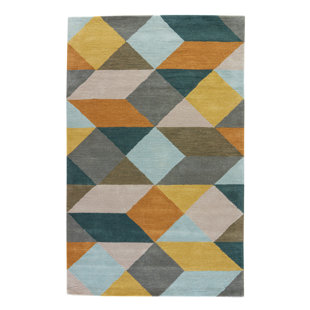 Modern Yellow Gold Area Rugs Allmodern Benson Hand Tufted Wool Yellow Gold Teal Area Rug