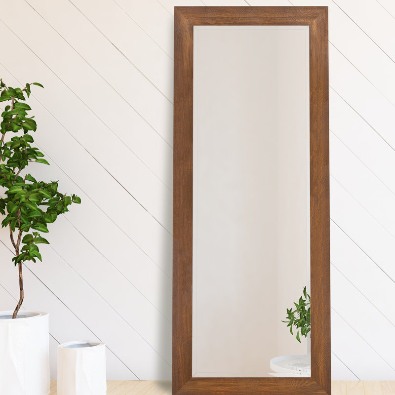 Gracie Oaks Guidinha Woodgrain Framed Beveled Full Length Mirror Gracie Oaks Guidinha Woodgrain Framed