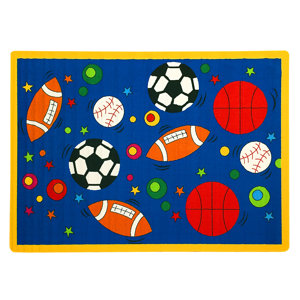 Paradise Design Sports Balls Blue Kids Rug