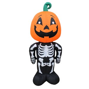 Halloween Skeleton Man Inflatable with Pumpkin Head