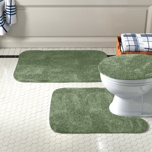 3Pcs Set Home Bathroom Non-Slip Pedestal Rug+Lid Toilet Cover+Bath Mat Washable 