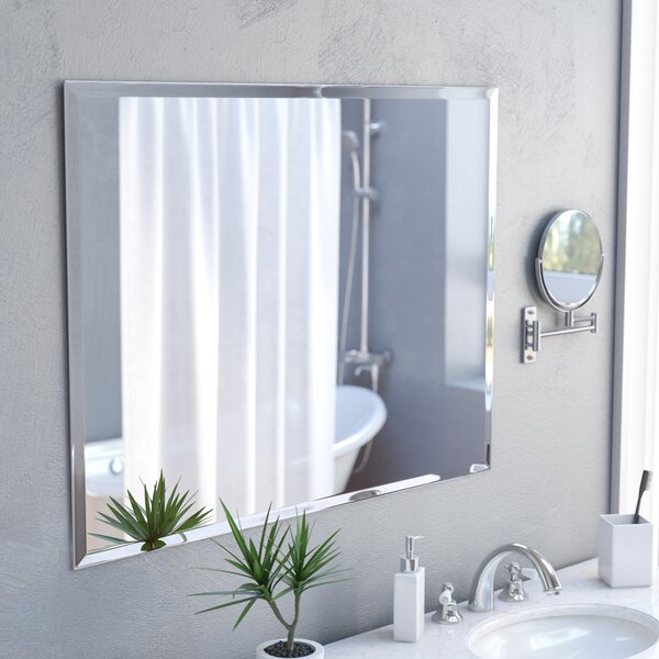 Marylee Rectangle Beveled Polish Frameless Wall Mirror with Hooks by Zipcode Design