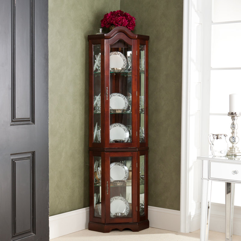 Red Barrel Studio Glacier Lighted Corner Curio Cabinet ...