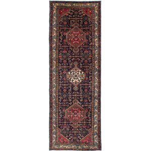 One-of-a-Kind Koliai Hand-Knotted Dark Navy/Red Area Rug