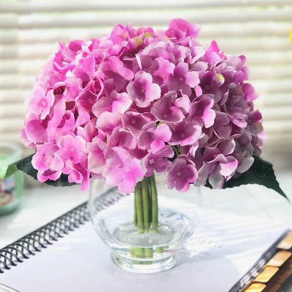 House of Hampton Silk Hydrangea Bush in Vase & Reviews | Wayfair