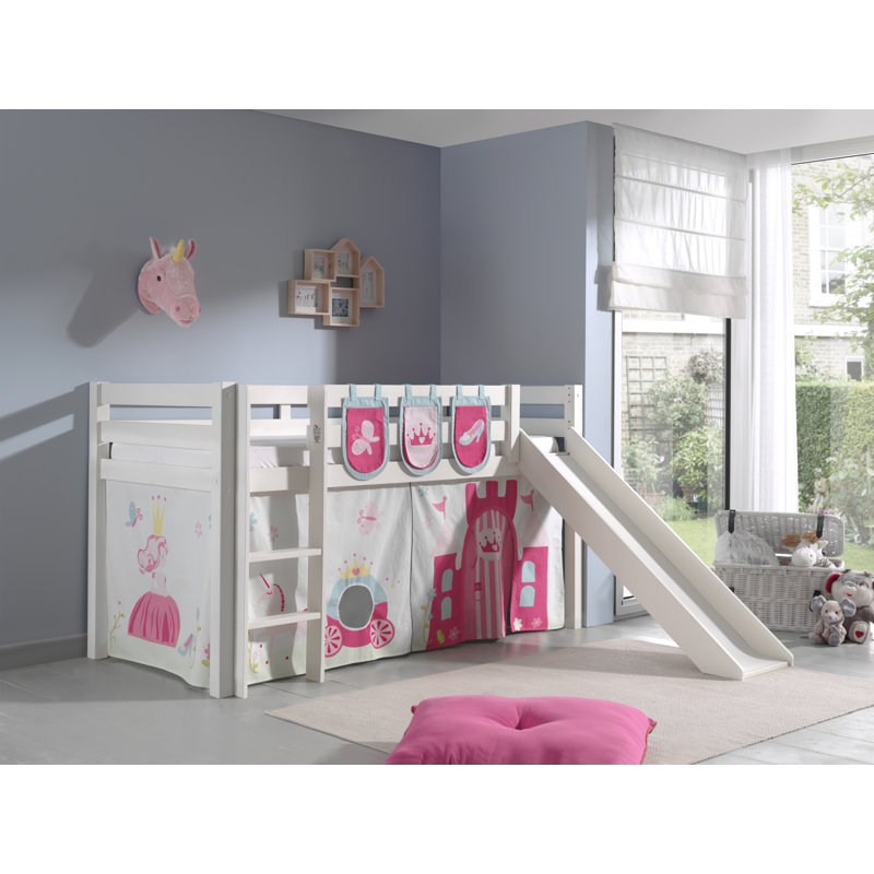 Roomie Kidz Halbhochbett Escalera Princes Mit Rutsche Vorhang Und