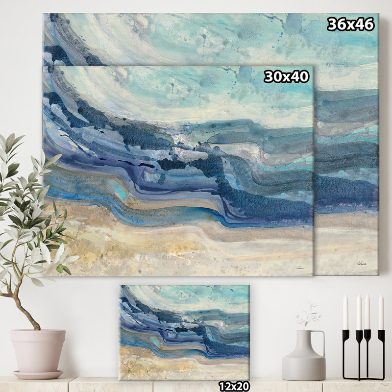 East Urban Home Coast Blue Sea Waves Watercolour Painting Print