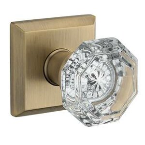 Crystal Privacy Door Knob with Traditional Square Rose