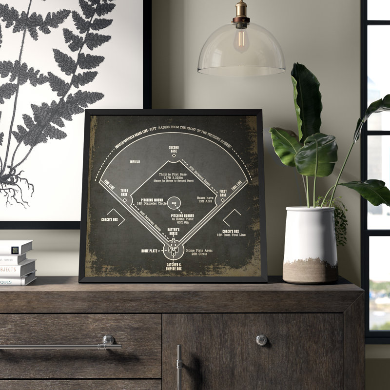 Greyleigh Baseball Field Diagram Framed Graphic Art Print On