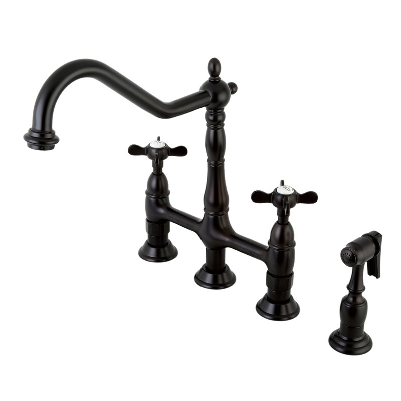 Kingston Brass Essex Double Handle Bridge Kitchen Faucet With Side