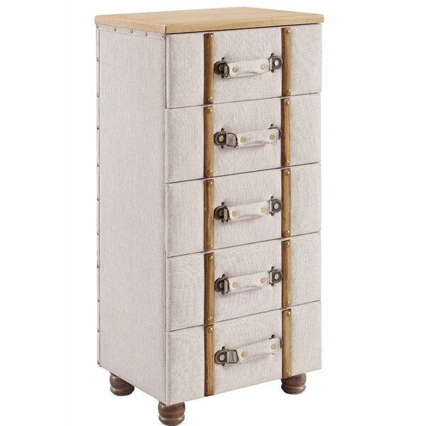 Brisa Padded Wood And Fabric 5 Drawer Accent Chest By Longshore Tides