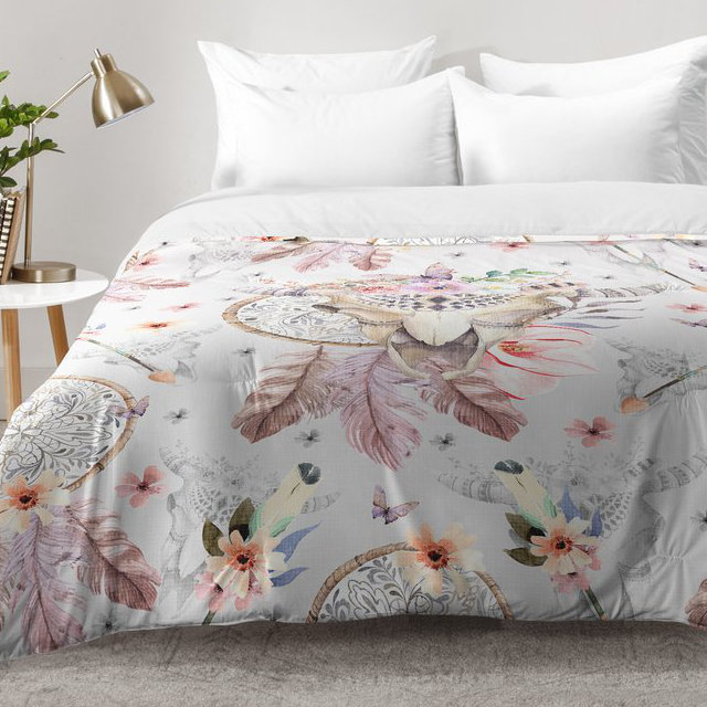 East Urban Home Bohemian Dreamcatcher And Skull Floral Comforter