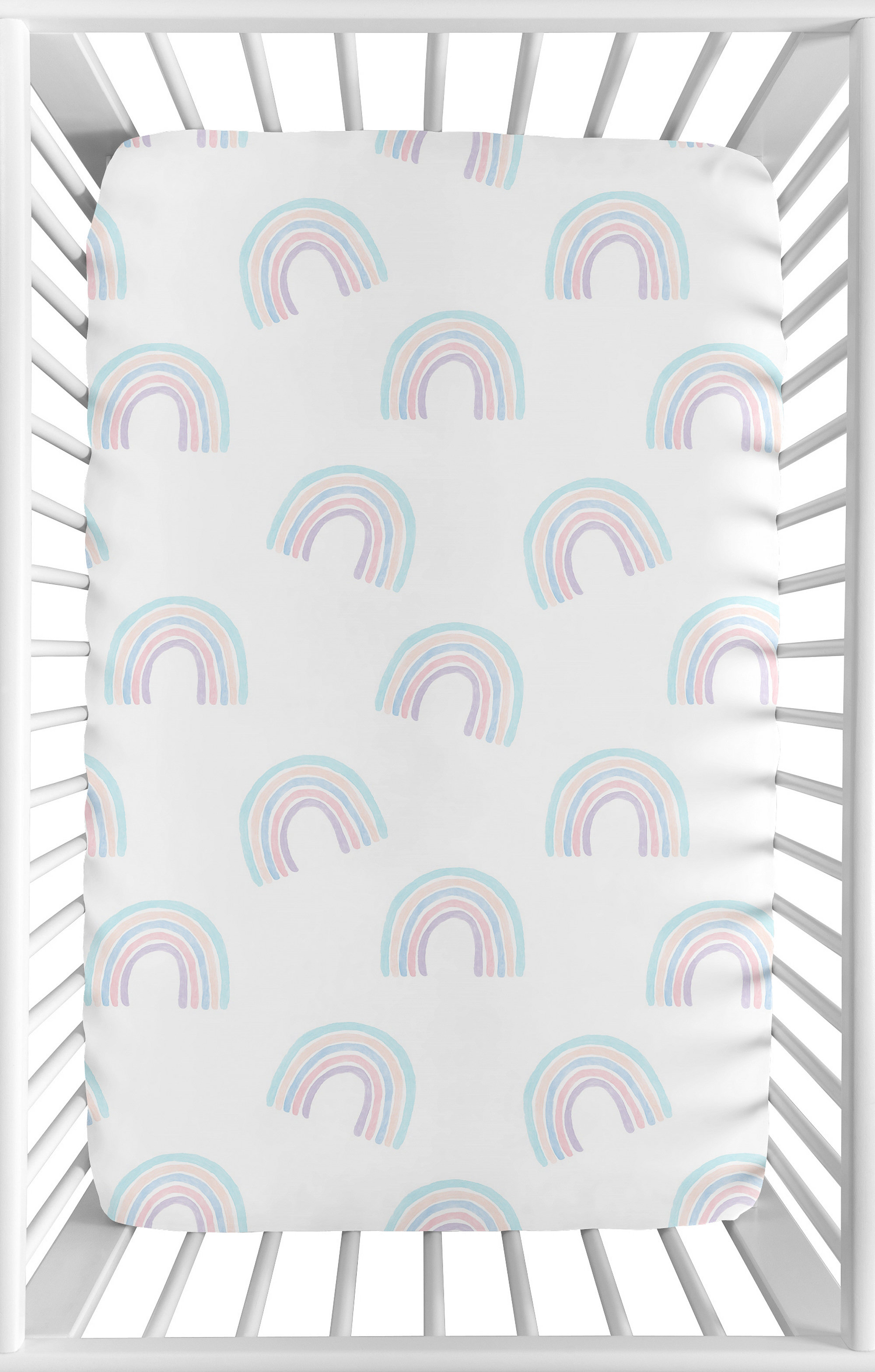 rainbow polka dot crib sheet